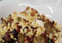 "Saltejat d’espinacs i carxofes amb ibèrics i ou dur" Arrels Monterols