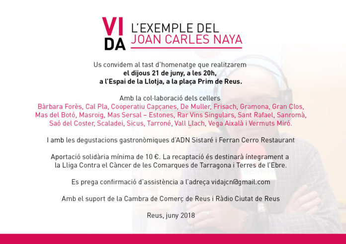 Dijous 21 de juny tast d'homenatge a la memòria del Joan Carles Naya