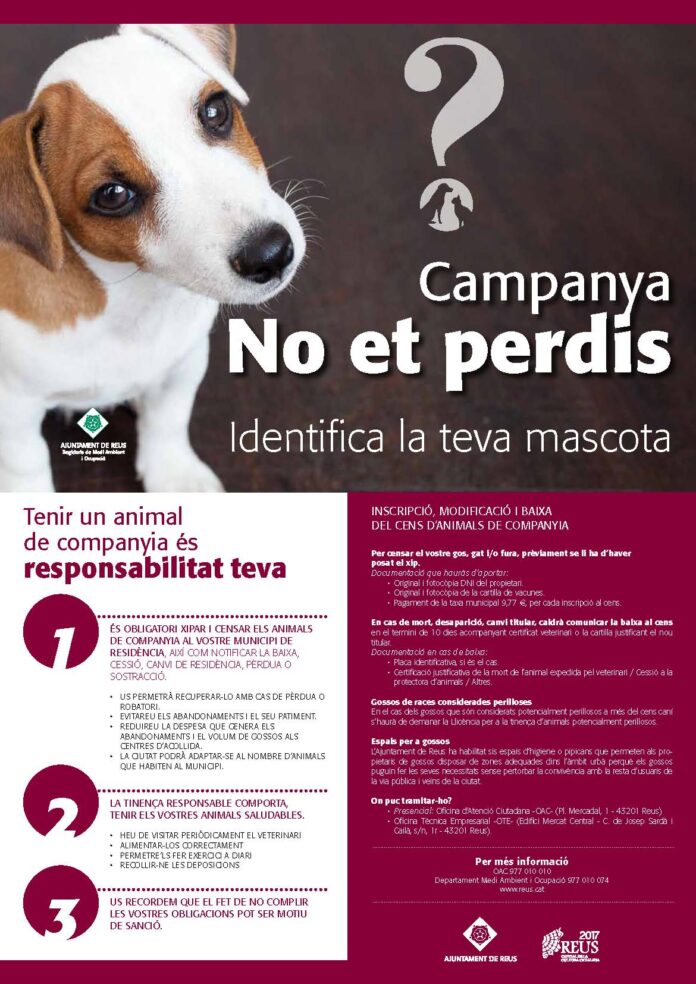 Cartell de la campanya ¨No et perdis pel xipatge de gossos Reus