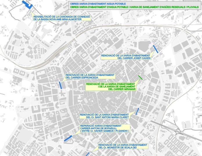 Bateria d'obres d'Aigües de Reus a les xarxes de sanejament i abastament