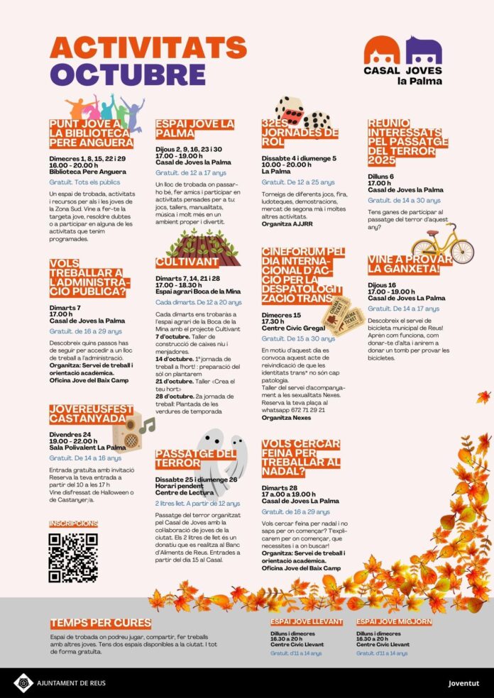 Cartell d'activitats d'octubre 2025 al Casal de Joves-20251001144136