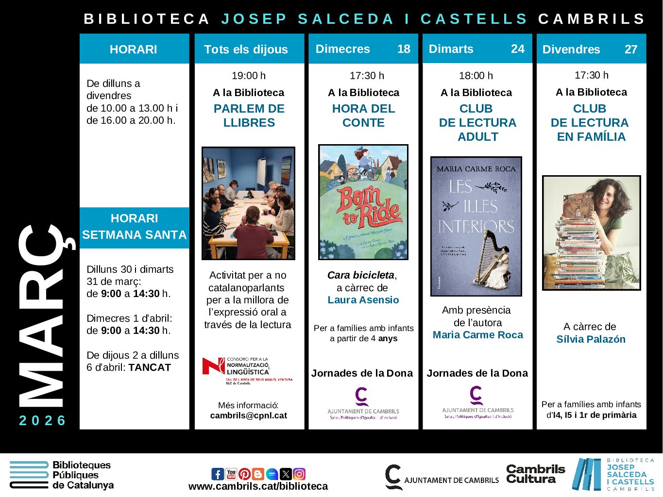 Programació de març a la Biblioteca de Cambrils