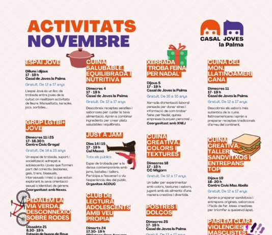Programació de novembre al Casal de Joves